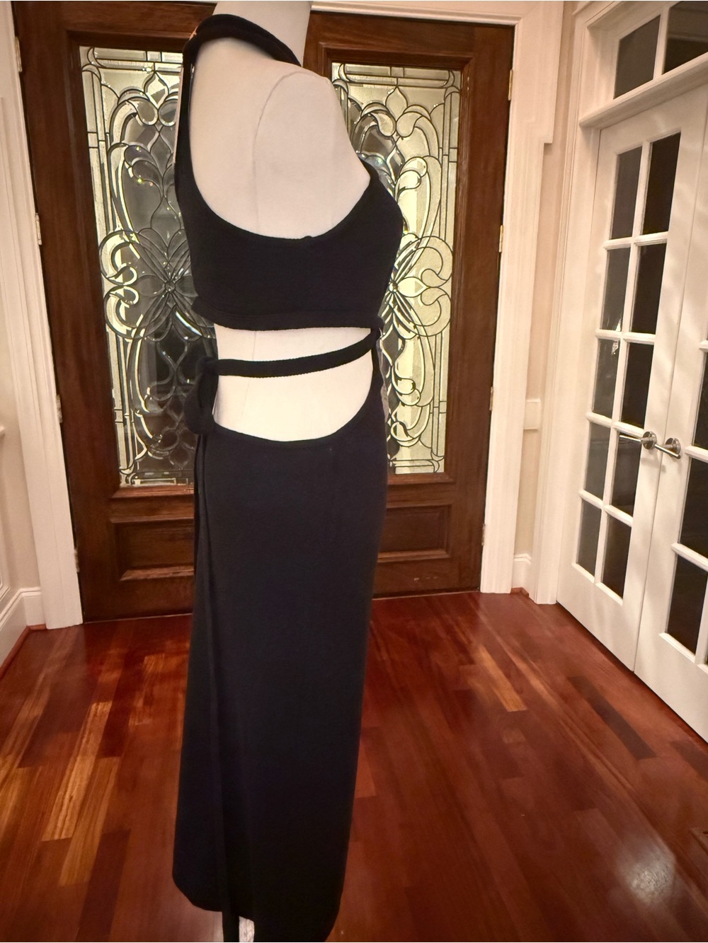 NWT Cult Gaia Aziza Knit Cutout Halter Maxi Dress Black L - Picture 8 of 16